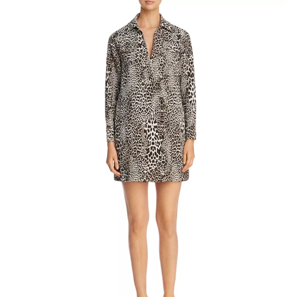 Badgley Mischka Leopard Print Shirt Dress